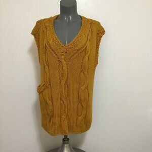 Handmade Cable Knit V-Neck Sleeveless Sweater Vest Size XL